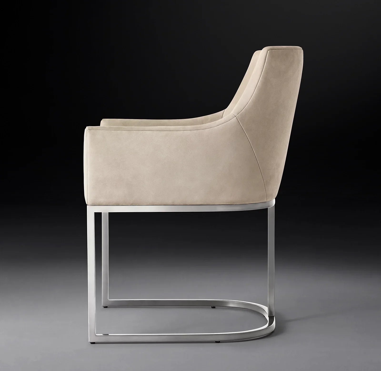 Dining Armchair with Curved Back Track Arm – Smoke Leather Midcentury