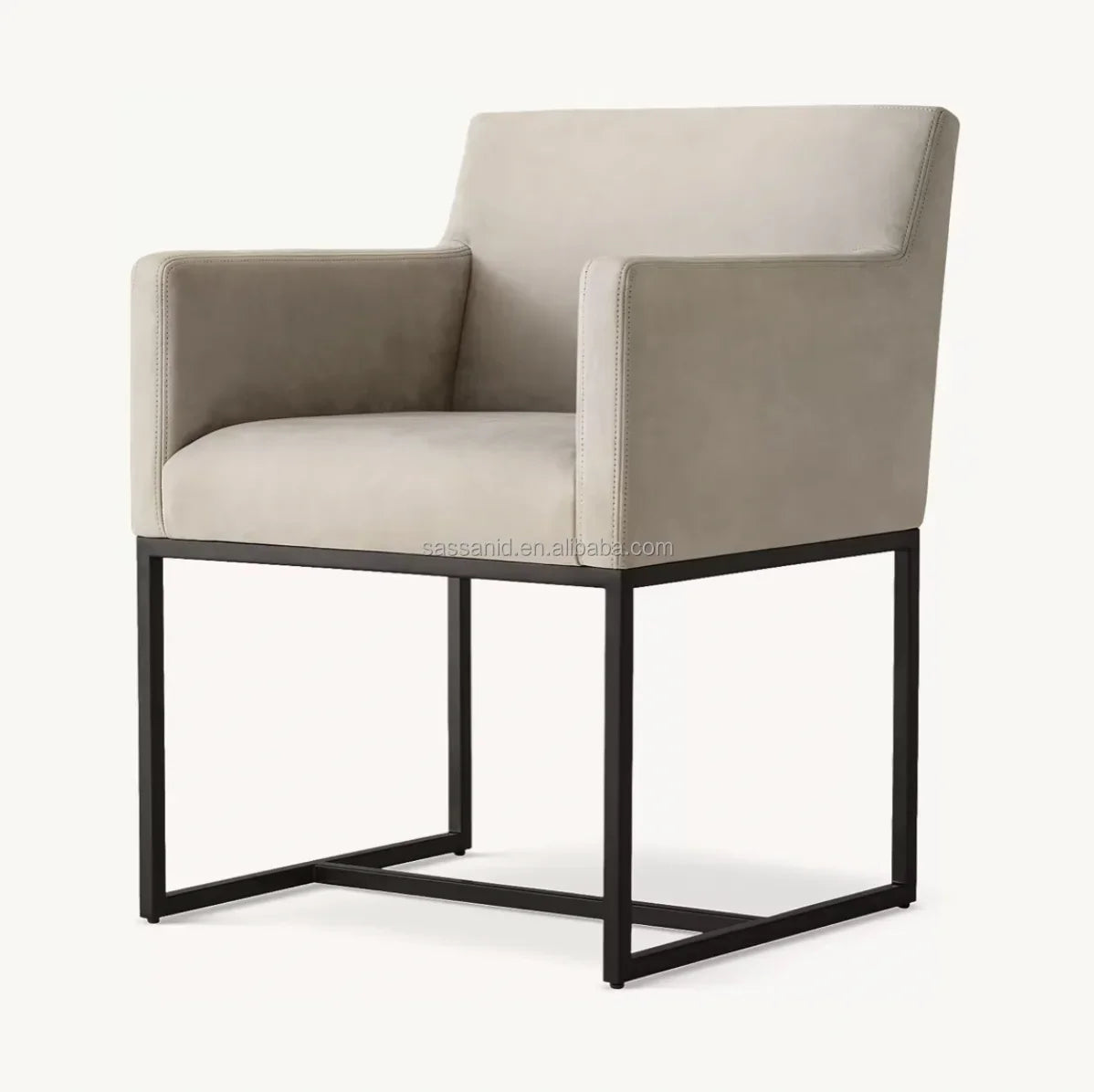 Emery Track Arm Dining Armchair – Leather & Solid Oak Midcentury Modern Statement Piece