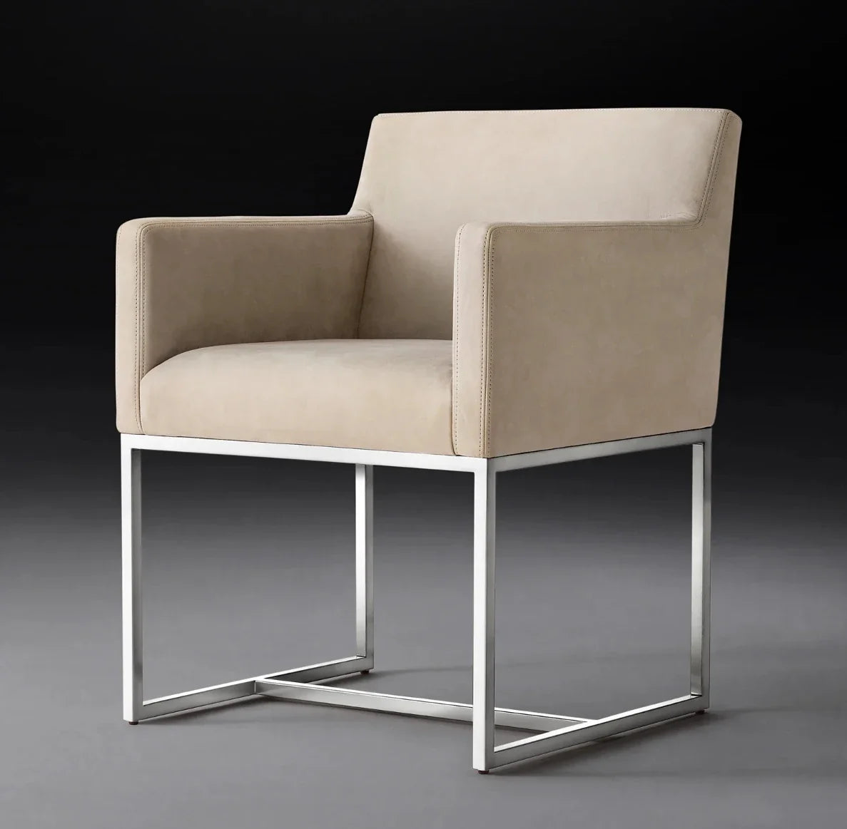 Dining Armchair with Track Arm – Solid Oak & Berkshire Leather Midcentury Piece