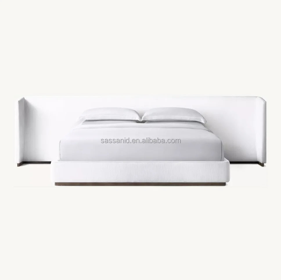 Alessa Fabric Extended Shelter Bed – Contemporary Upholstered Low Profile Bed