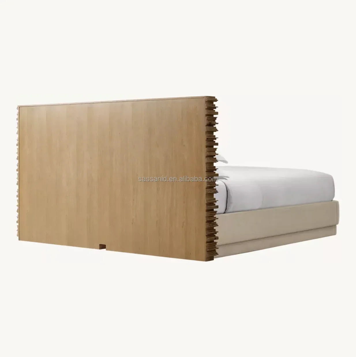Neoclassical Swedish Panel Bed – Weathered Oak Modernist Statement Piece by Re Home