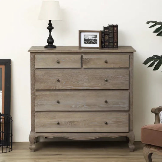 Five-Drawer Chest 41in – Vintage American-style Solid Birch Statement Piece 111
