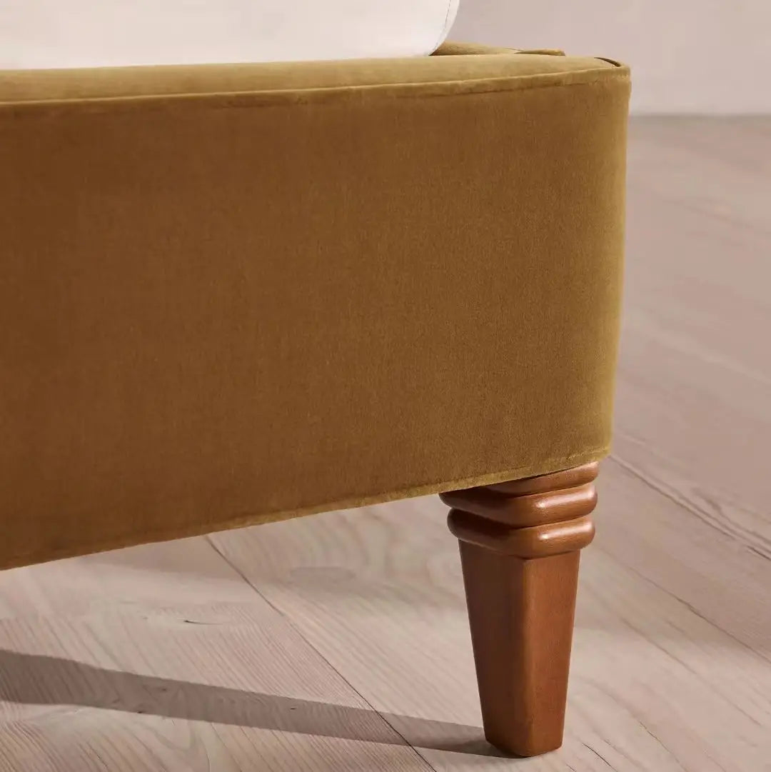 Upholstered Bed – Irregular Soft Package Headboard in Velvet – Mid-Century Style