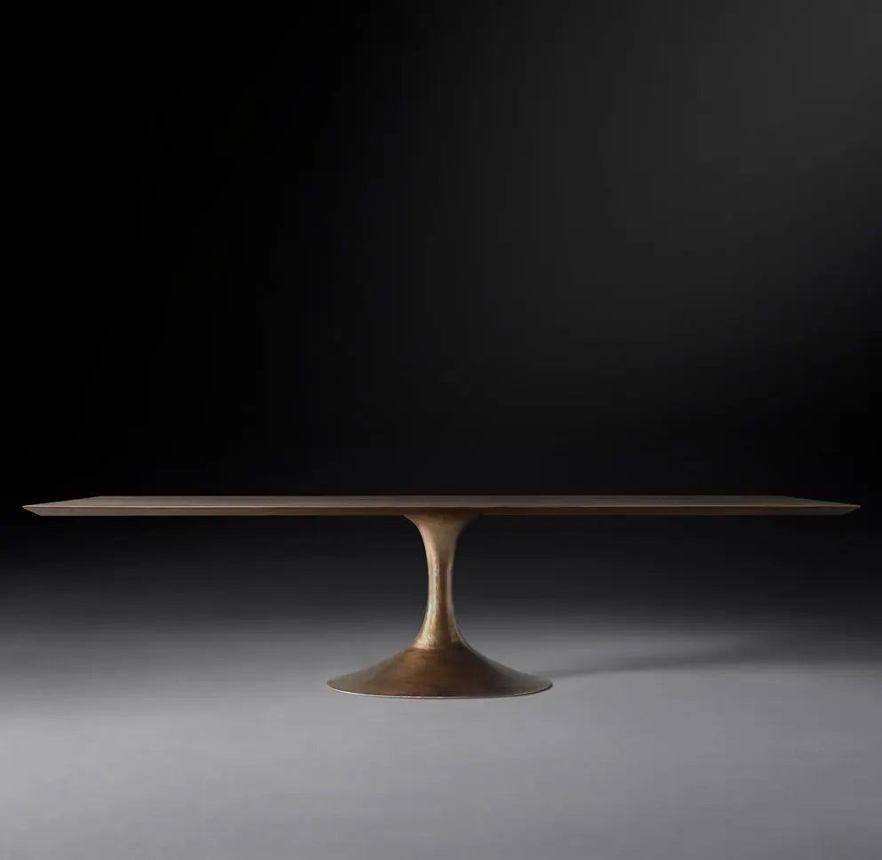 Extendable Rectangular Dining Table – Walnut Metal Midcentury American Statement Piece