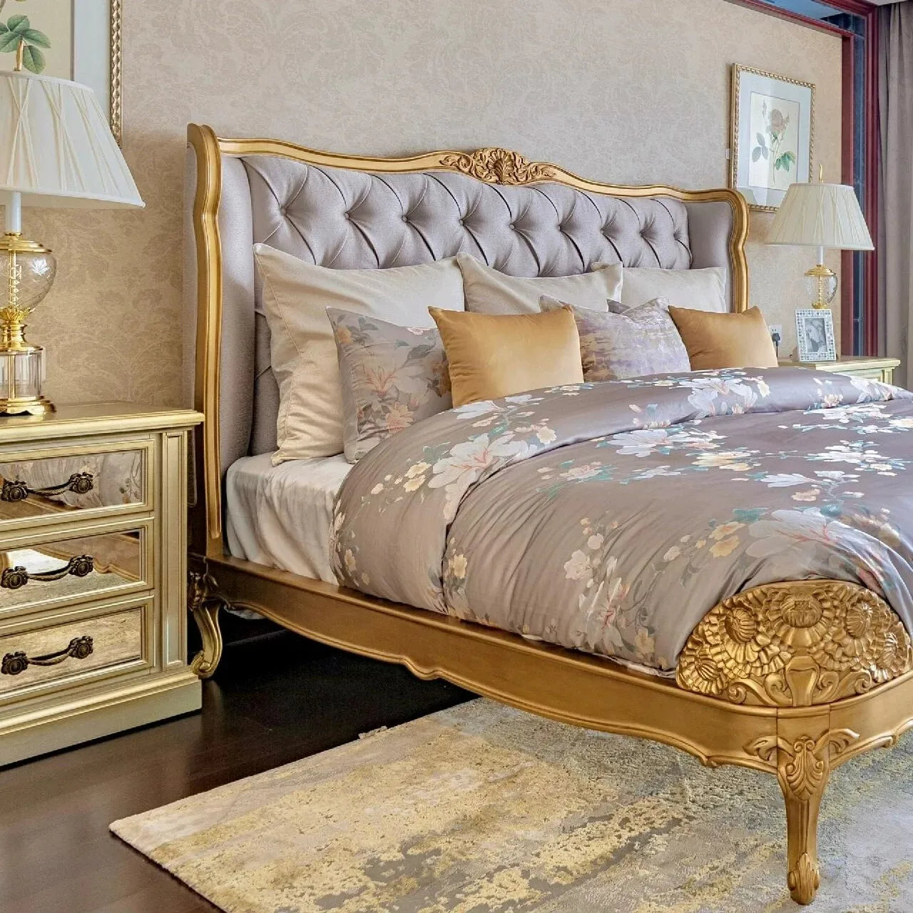 Platform Bed – American Style Solid Birch Wood Master Bedroom Statement Piece