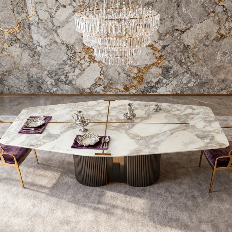 Luxury Rectangle Marble Dining Table Modern Italian Style for Villa