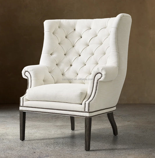 Ellsworth Tufted Wing Chair – Danish Modern Performance Fabric Accent Piece