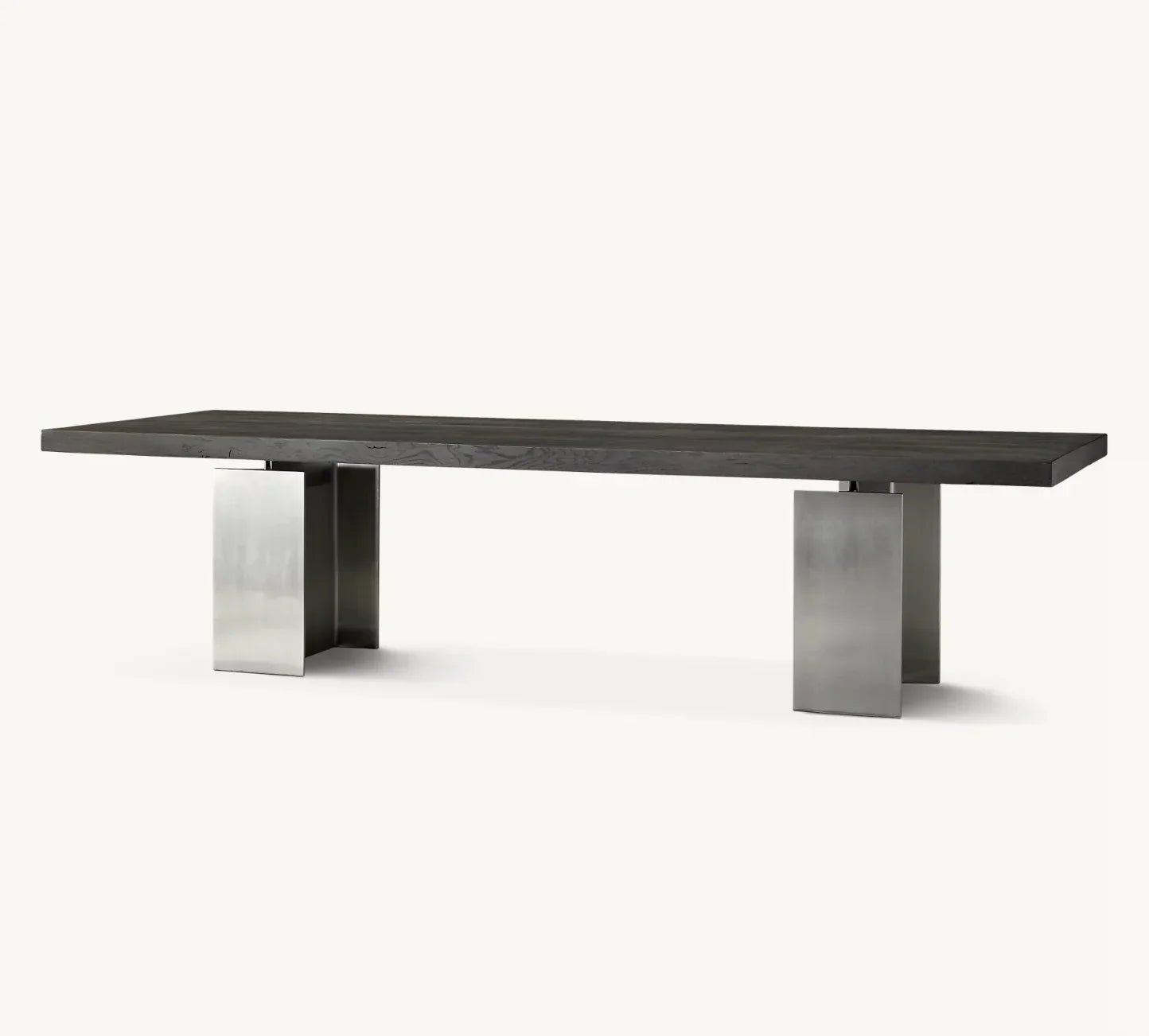 Sassanid Dining Table – Rectangular Beam in Dry Brown French Oak & Light Pewter