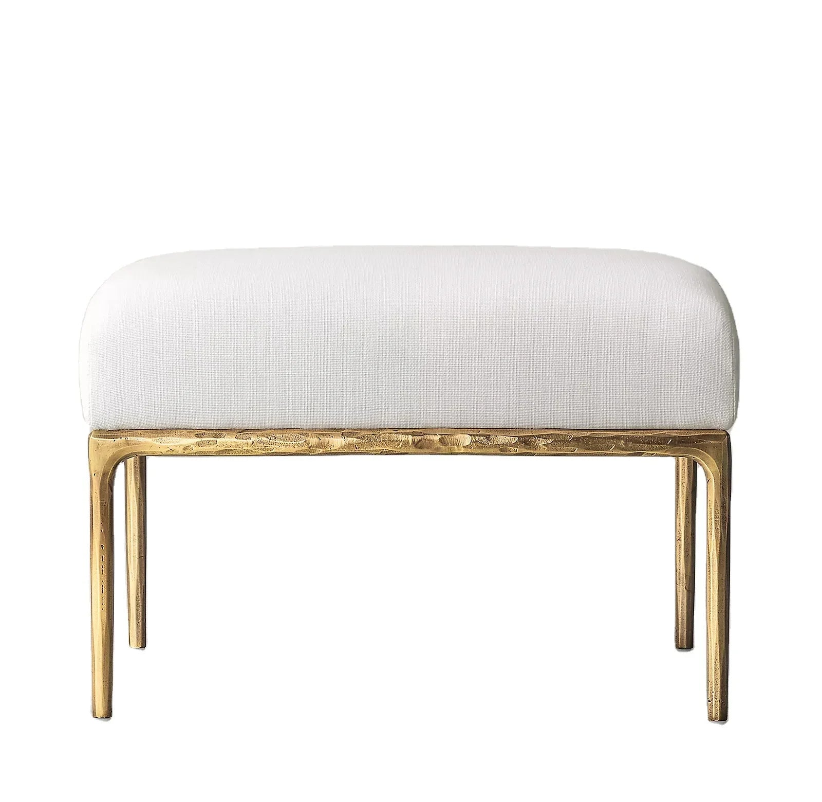 Hand-Forged Metal Ottoman – Rustic Campaign Design in Forged Metal – Artisan Crafted Statement Piece