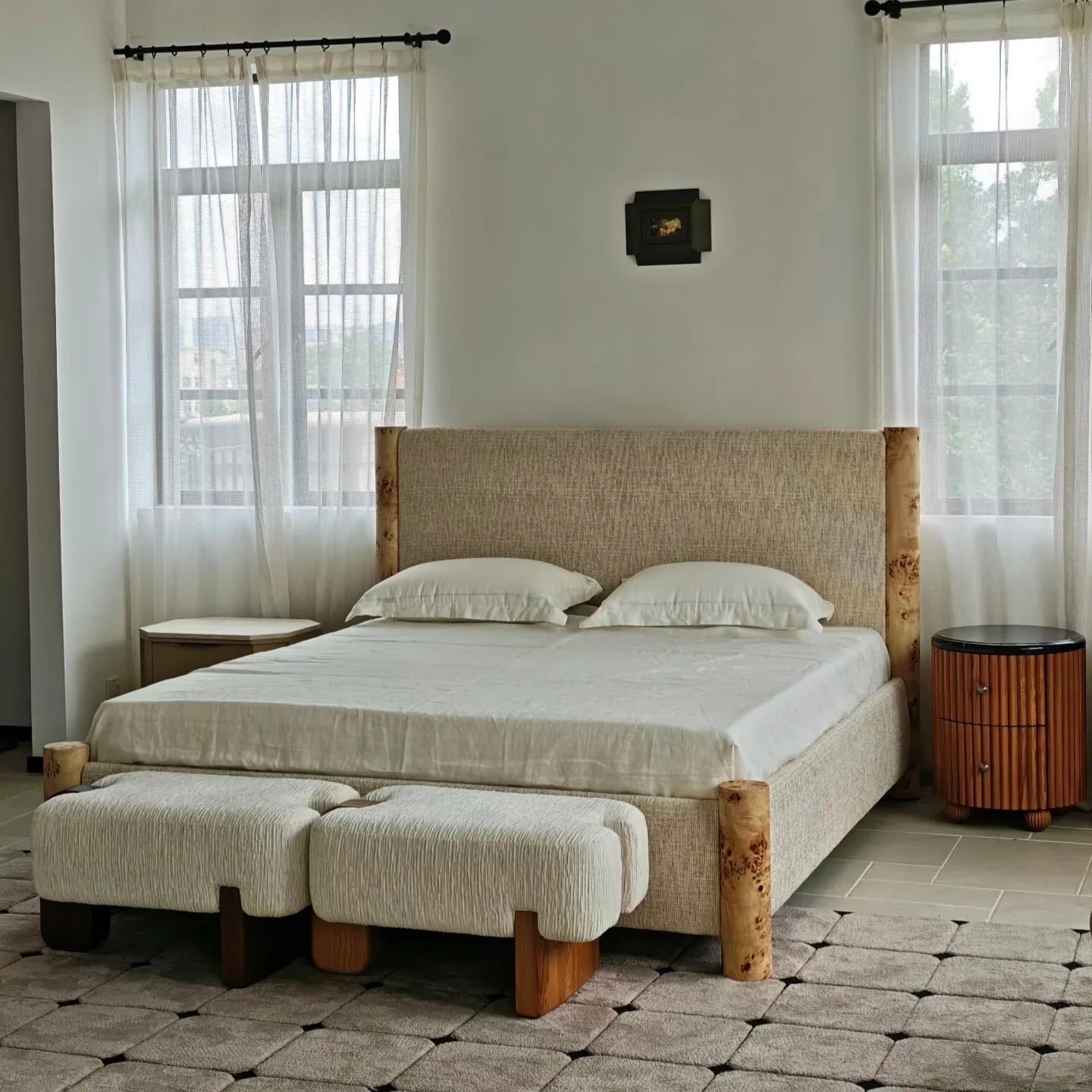 French Upholstered Bed – Retro Soft Bag Design in Premium Fabric