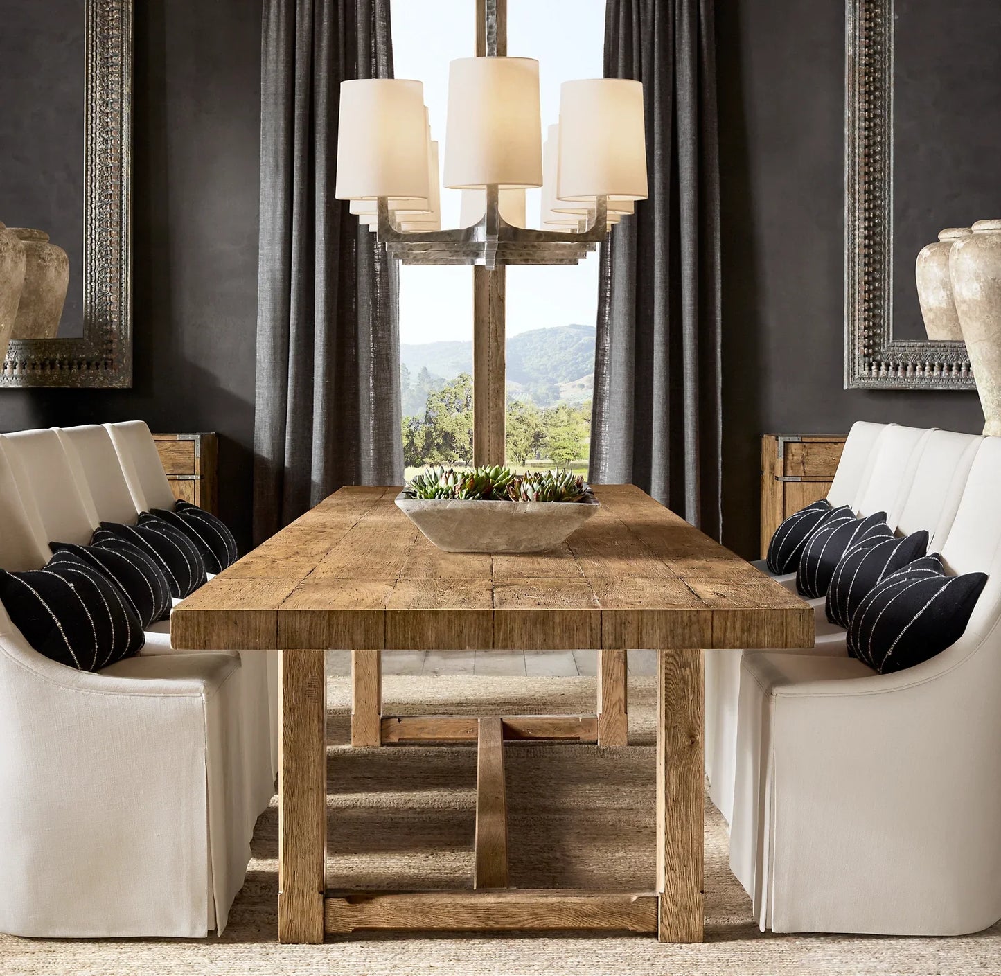 Cayden Rectangular Extension Dining Table 72in – Solid Oak Brushed Finish Statement Piece