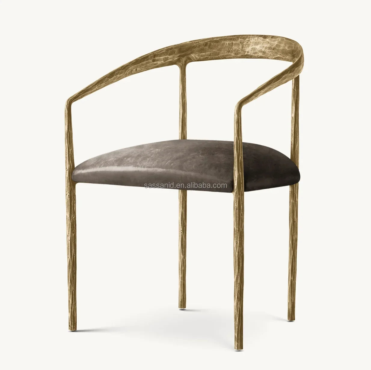 Thaddeus Curved Dining Armchair – Leather Upholstered European Designer Piece