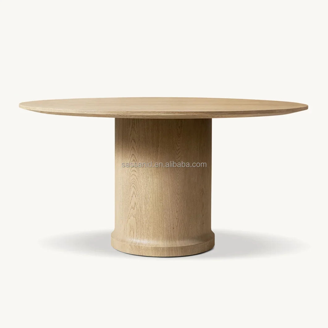 Italian Designer Round Dining Table – Solid Oak Baron Statement Piece