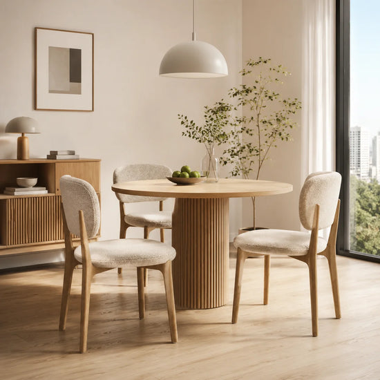 Modern High Backrest Dining Chair with Fabric Upholstery