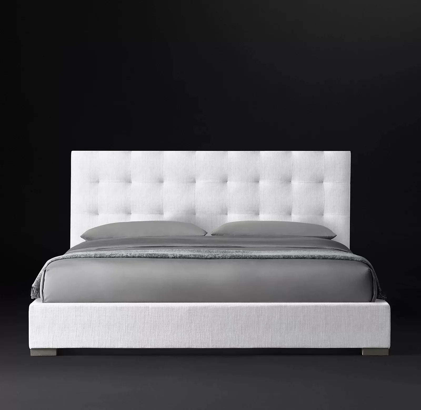 Tufted Platform Bed – Contemporary Upholstered Performance Fabric Luxury Statement Piece