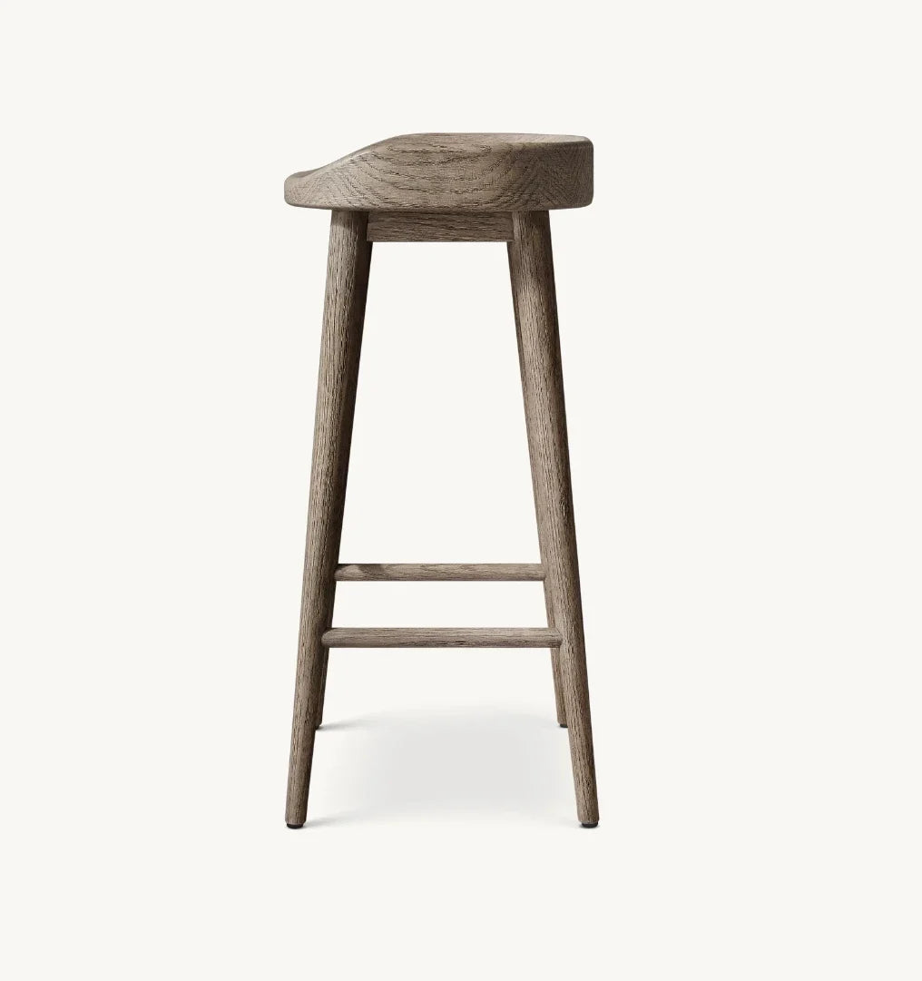Bar & Counter Stool – 1950s Danish Minimalist Solid Oak Statement Piece