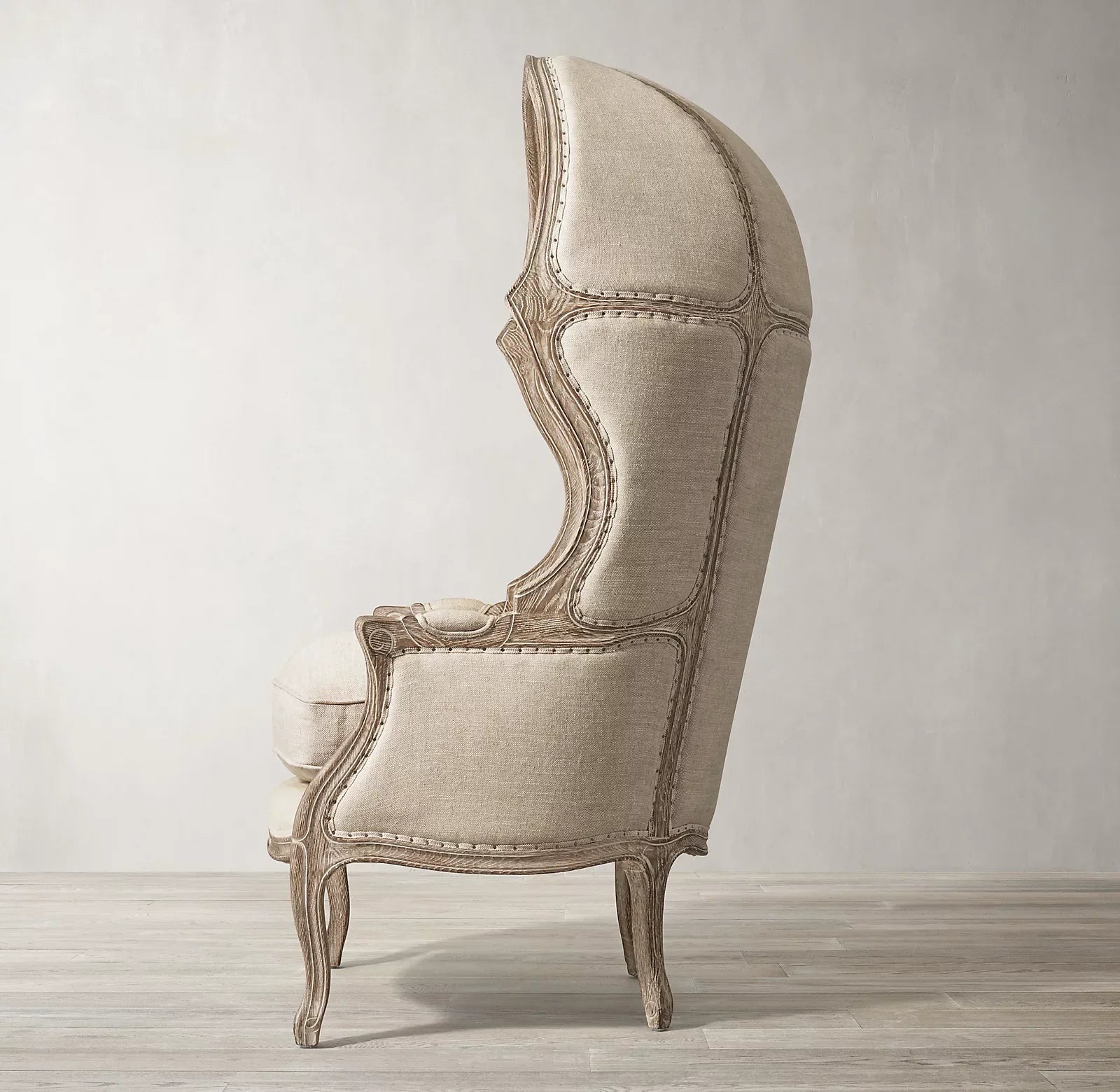 French Versailles Wingback Armchair – Upholstered Linen Statement Piece