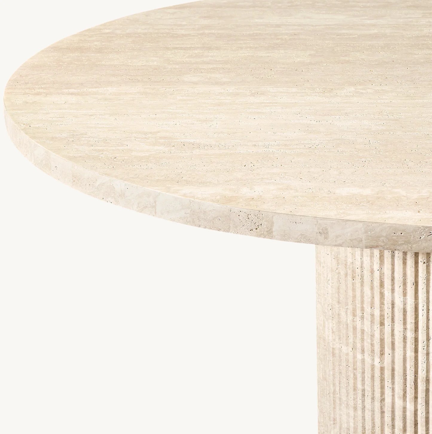 Byron Travertine Column Round Dining Table – Italian Classico Stone Statement Piece