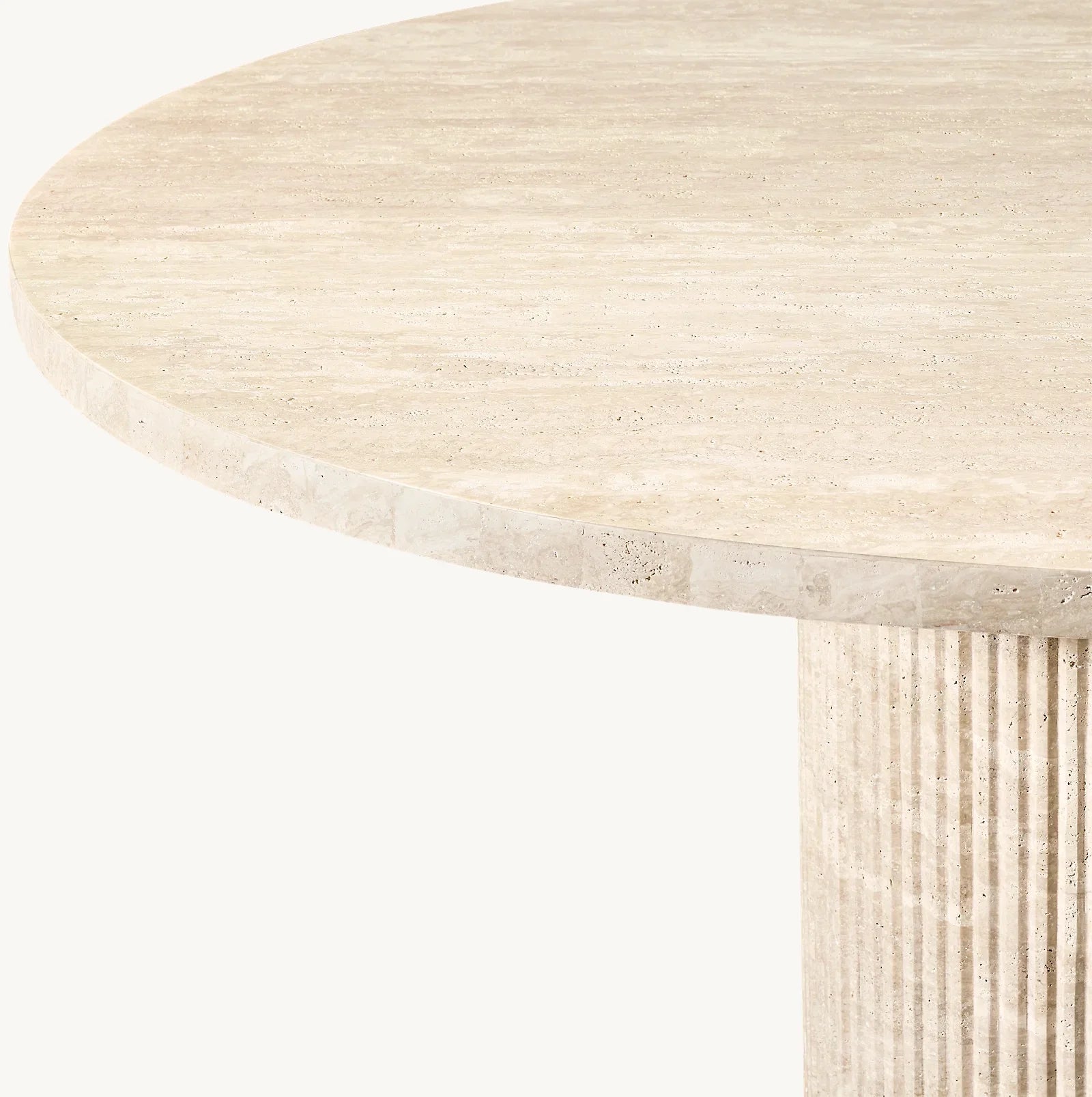 Byron Travertine Column Round Dining Table – Italian Classico Stone Statement Piece
