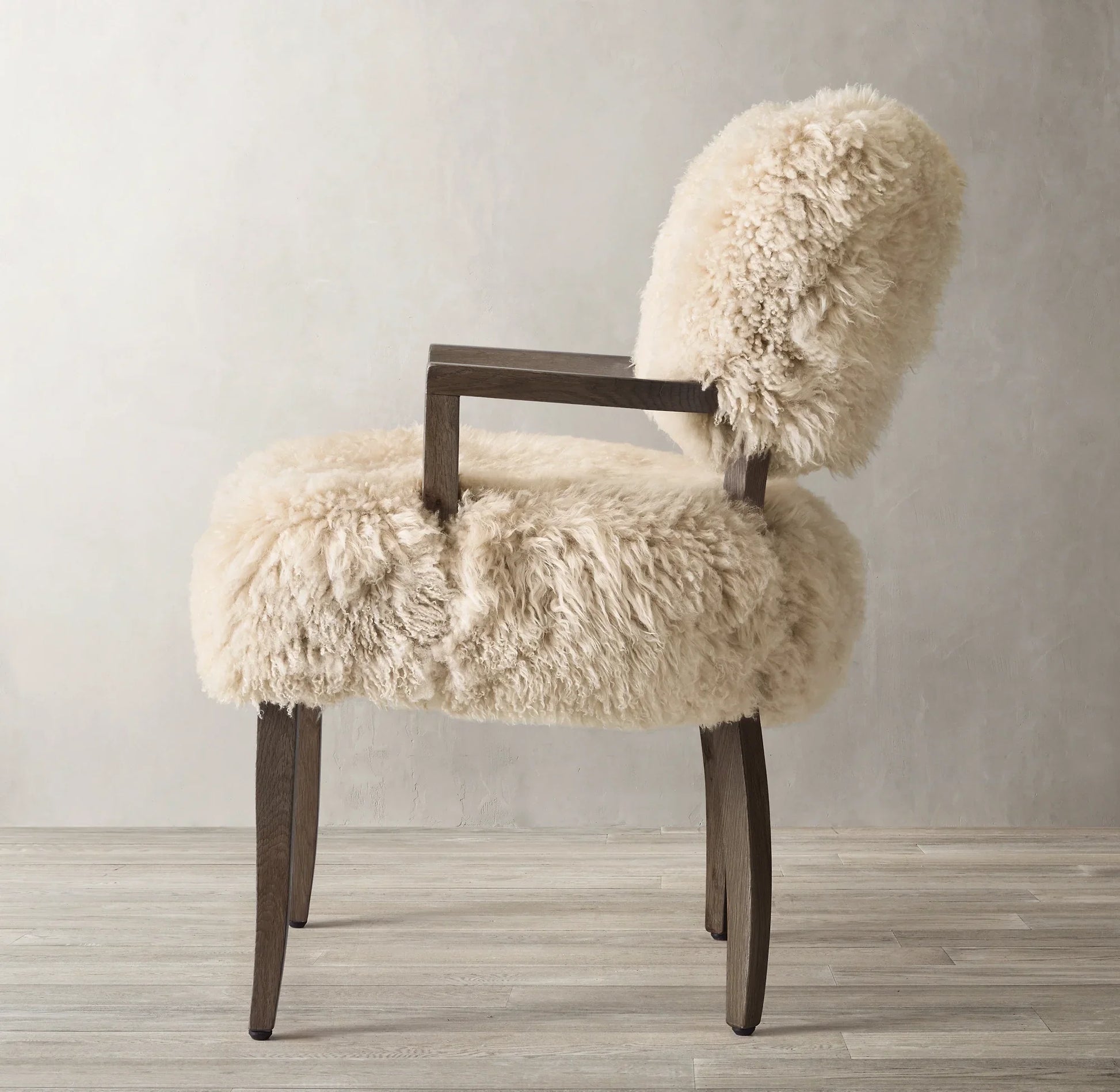 French 1940s Dining Armchair – Sheepskin & Solid Oak Contemporary Luxury