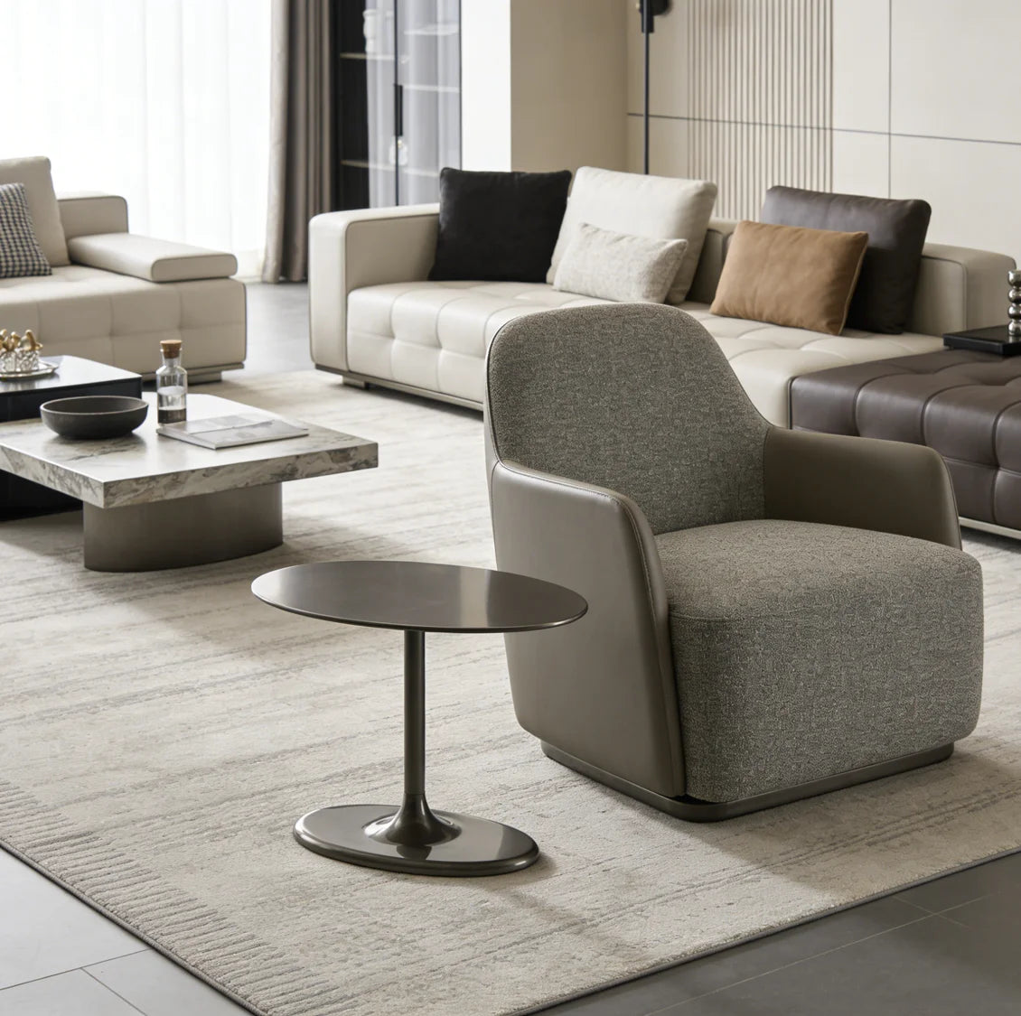 Sleek Minimalist Round Metal Side Table Elegant Space-Saving Versatile Modern Italian Style for Villa