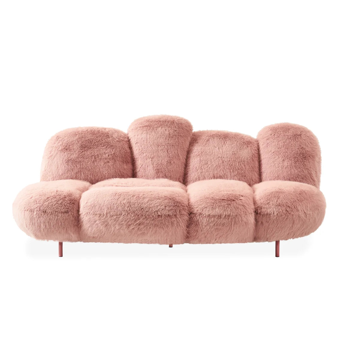 Modern Faux Fur Living Room Set in Pink