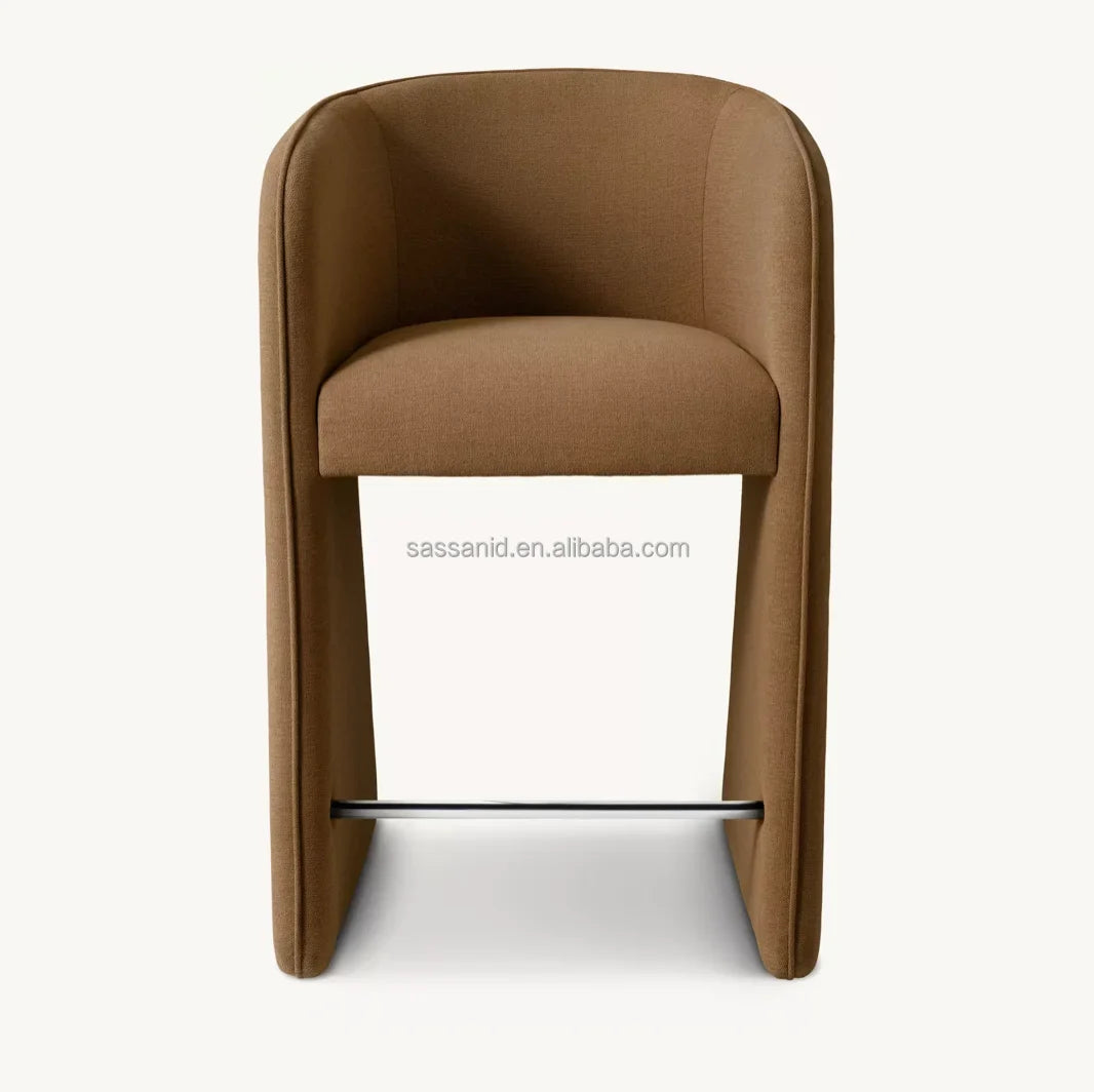 Bar & Counter Stool – Hand-upholstered Leo Fabric – Belgian Design Statement Piece