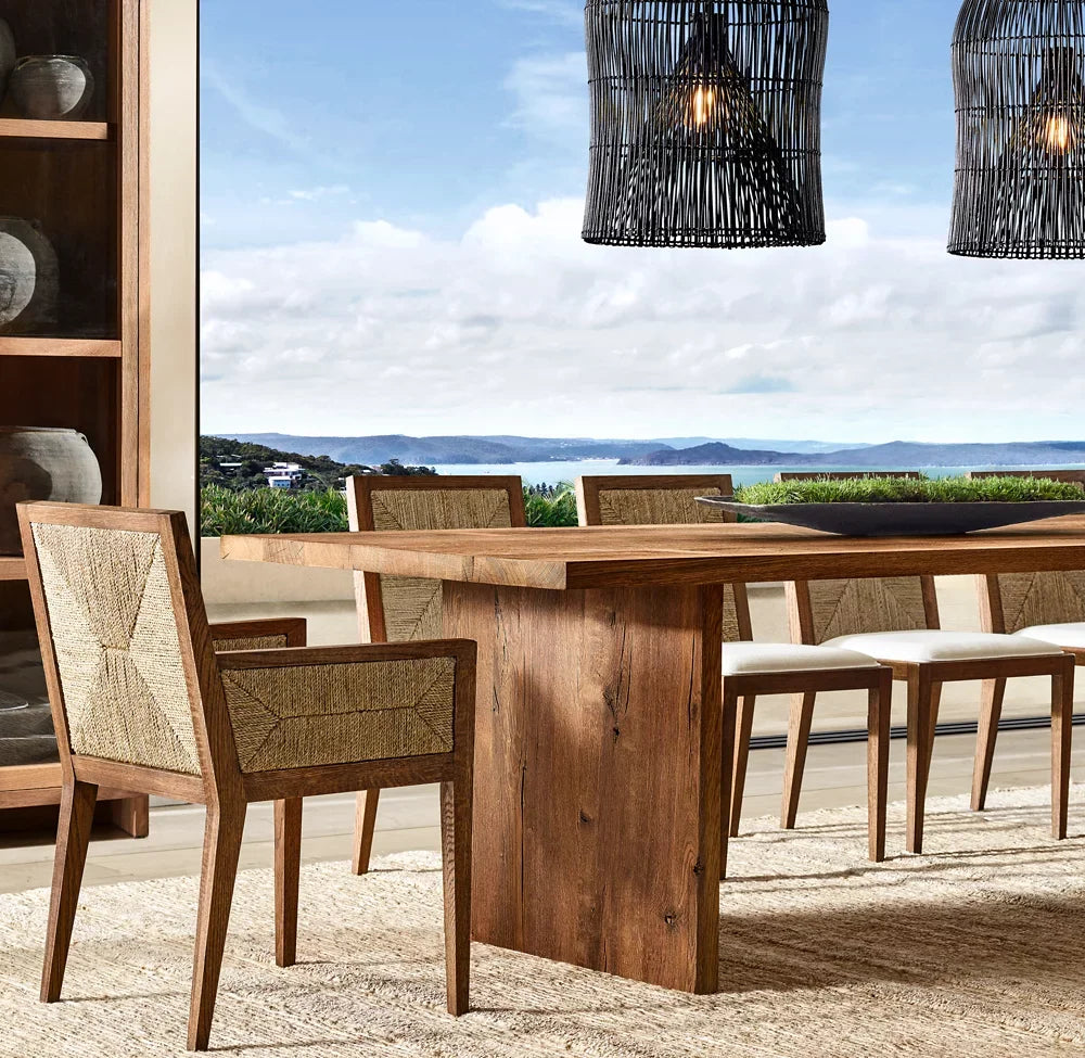 Cracking Oak Rectangular Dining Table – Brule Umber Statement Piece