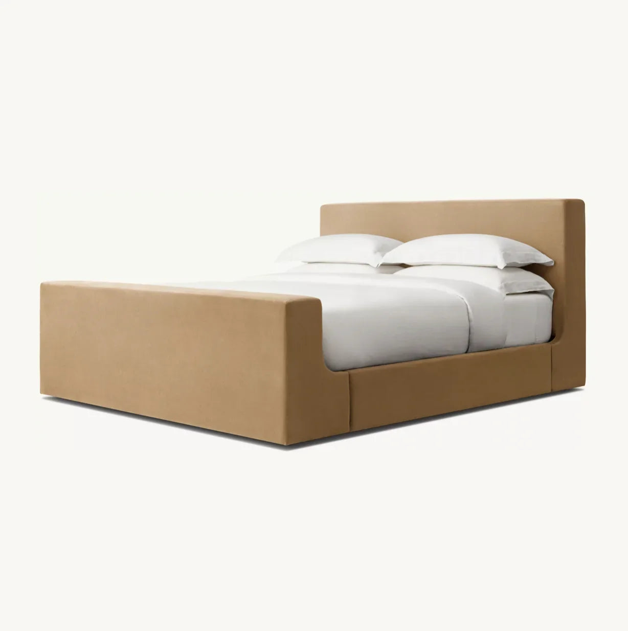 Contemporary Fabric Panel Platform Bed – Slipcovered Luxury Bedroom Statement Piece