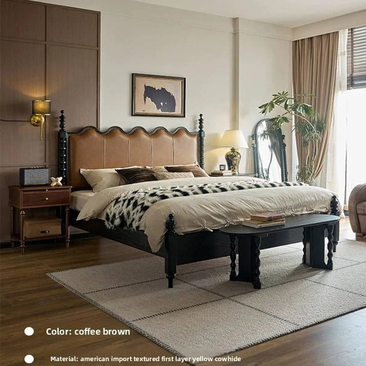 Luxury YZ-C08# Solid Oak Wood Bed Frame Modern Italian Style for Villa