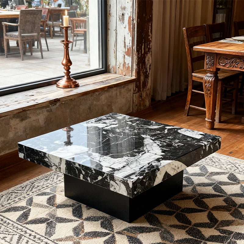 Luxury Square Marble Coffee Table Modern Italian Style for Villa
