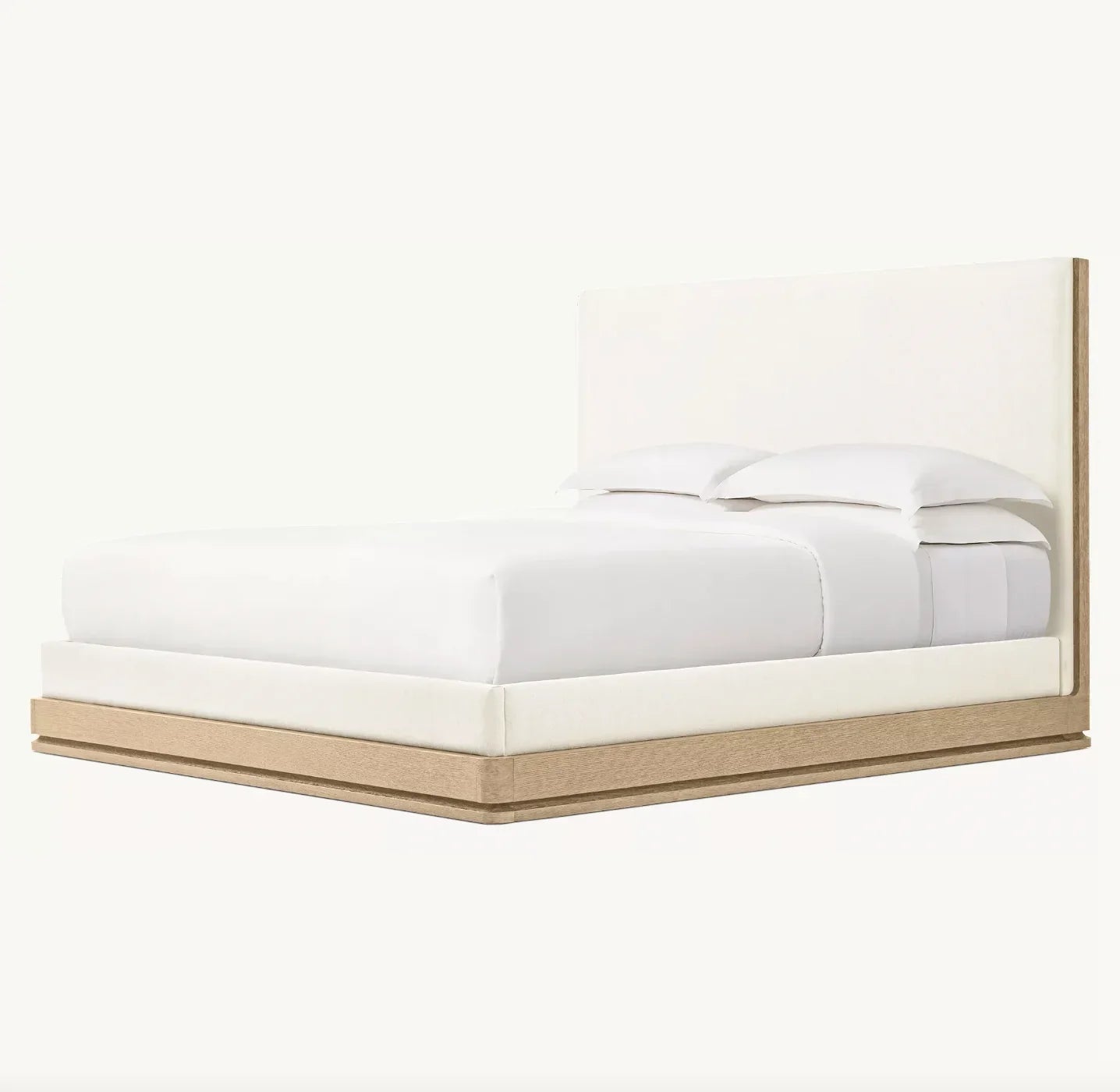 Sculptural Panel Bed – Brushed Oak Modernist Platform Bed