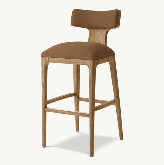 High-Back Swivel Bar Stool – American White Oak Statement Piece