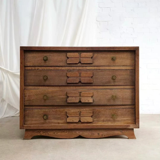 French Provincial Dressing Table 39.4in – Solid Birch 4-Drawer Cabinet