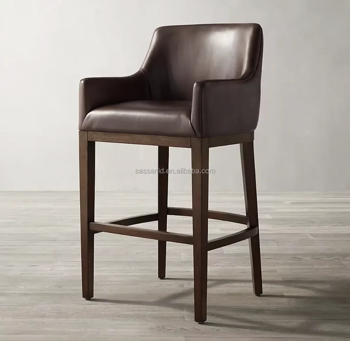 Morgan Curved-Back Leather Bar & Counter Stool – Nordic Oak Furniture