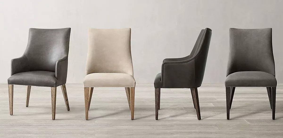 Mid-Century Leather Dining Chair – Solid Oak Geometric Statement Piece
