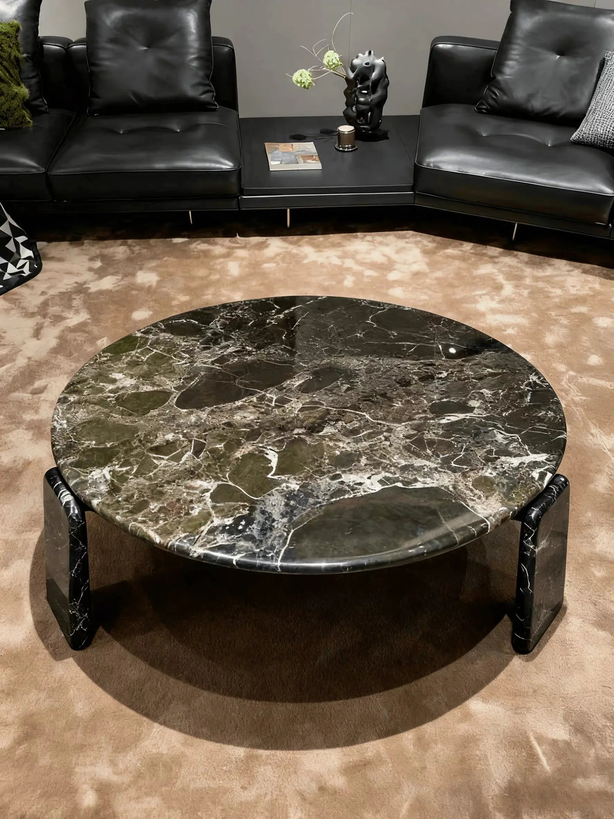 Luxury Round Marble Coffee Table Modern Minimalist Elegant Italian Style for Villa