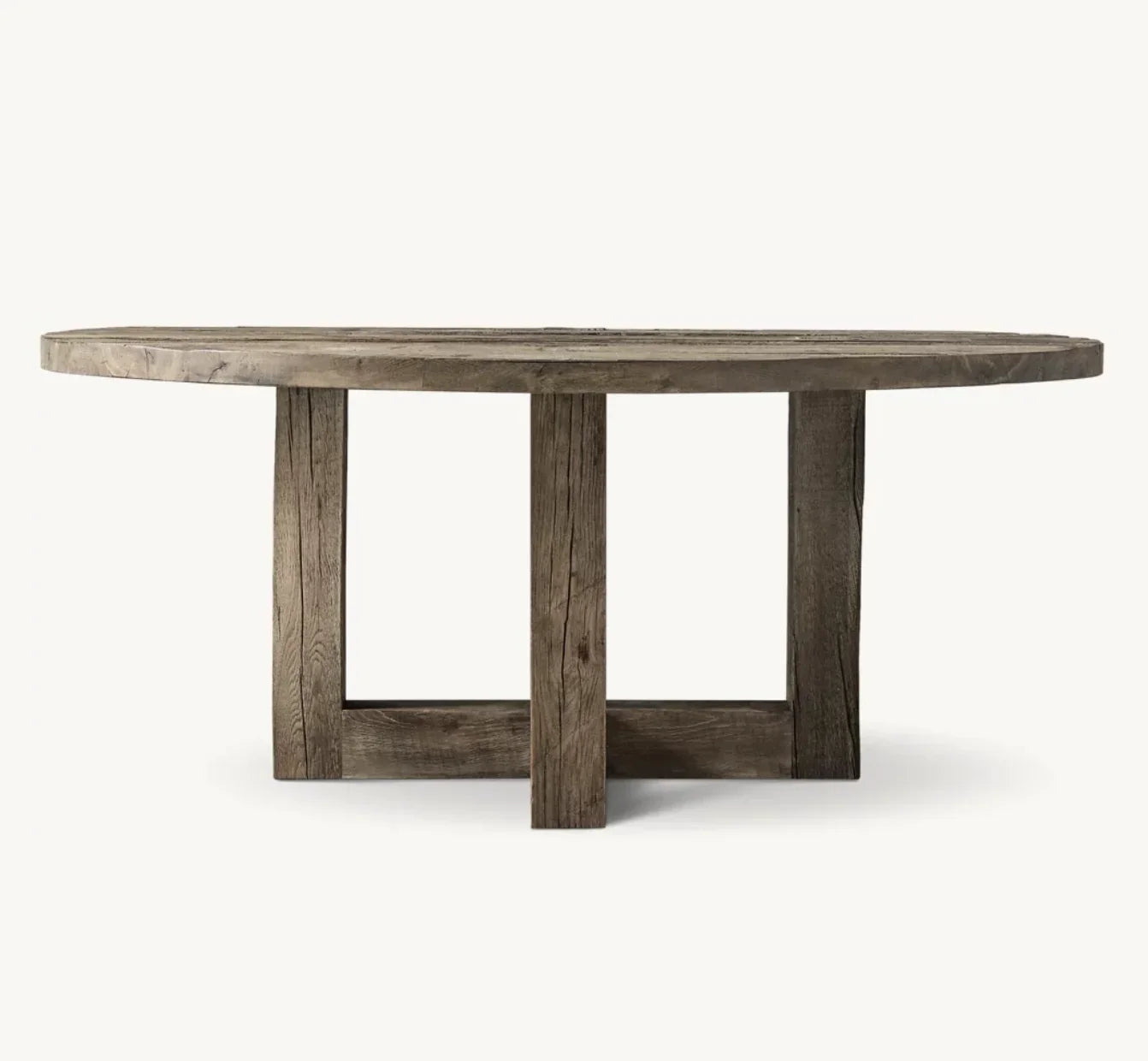 Round Dining Table – Organic Salvaged Wood Reclaimed Oak Piece | 650-690