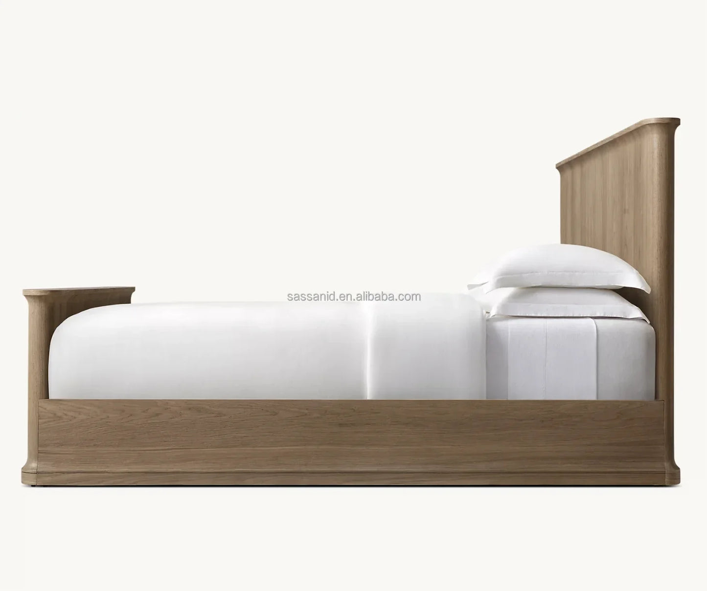 Architectural Platform Bed – Sculptural Oak Panel Bed Statement Piece | 1601379179943