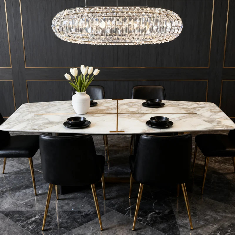 Luxury Rectangle Marble Dining Table Modern Italian Style for Villa