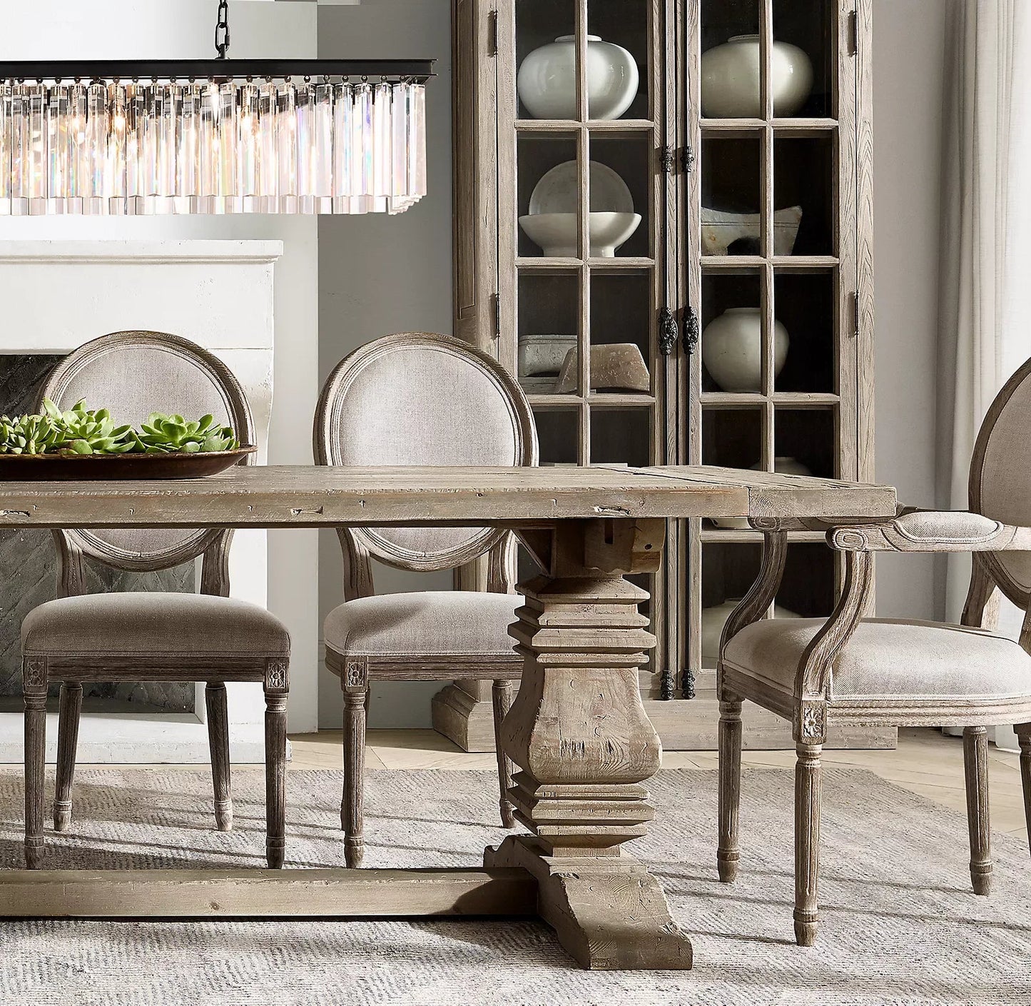Extension Dining Table – Trestle Base American Oak Handcrafted Statement Piece
