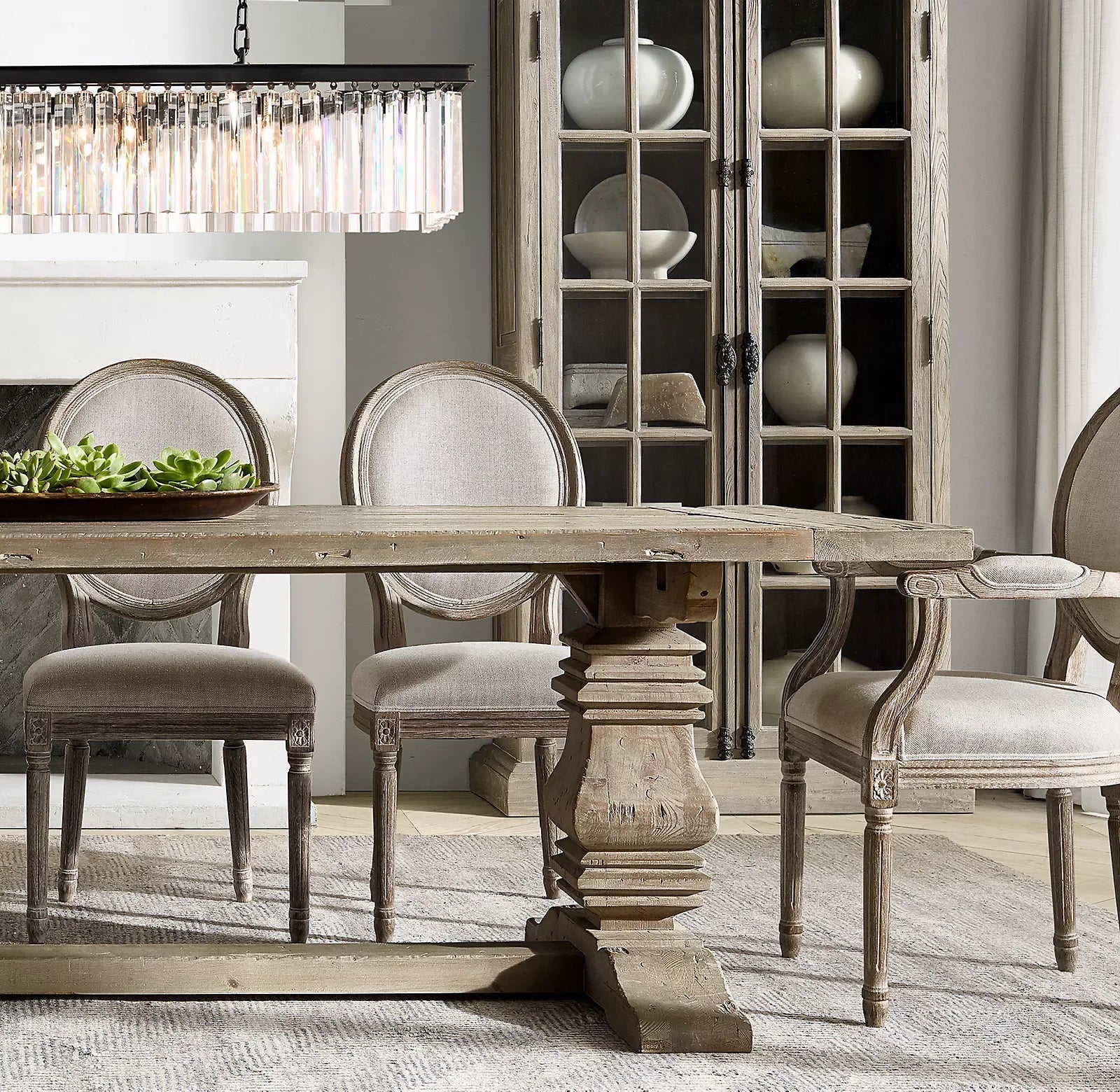 Extension Dining Table – Trestle Base American Oak Handcrafted Statement Piece