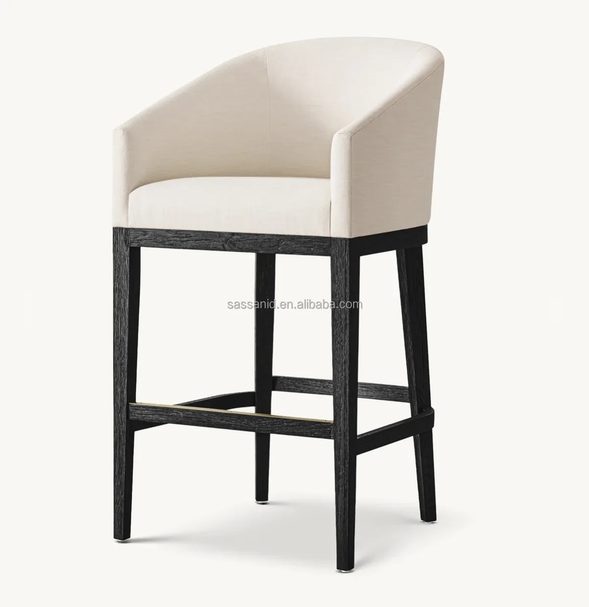 Morgan Barrelback Slope Arm Bar Stool – Oak Frame Fabric Seat Contemporary Designer Furniture