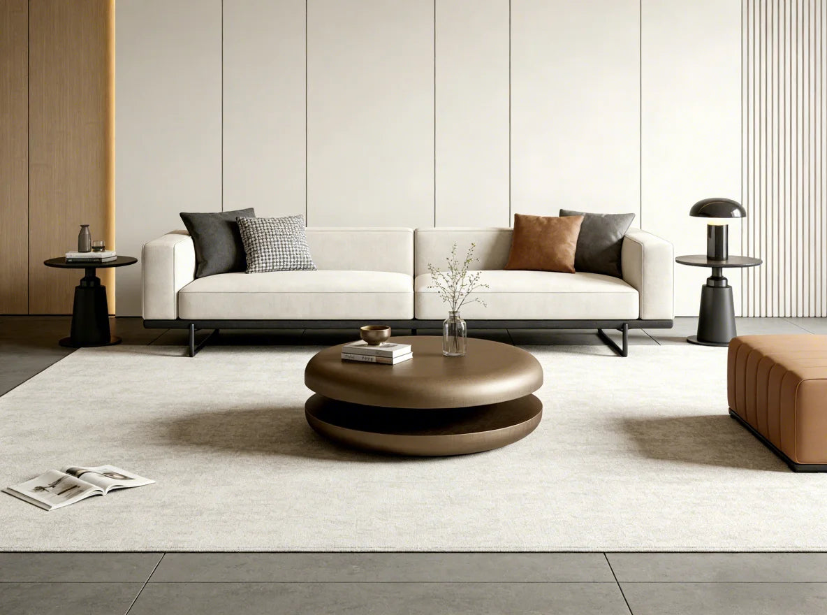 Modern Minimalist Round Brass Metal Coffee Table Elegant Luxury Italian Style for Villa