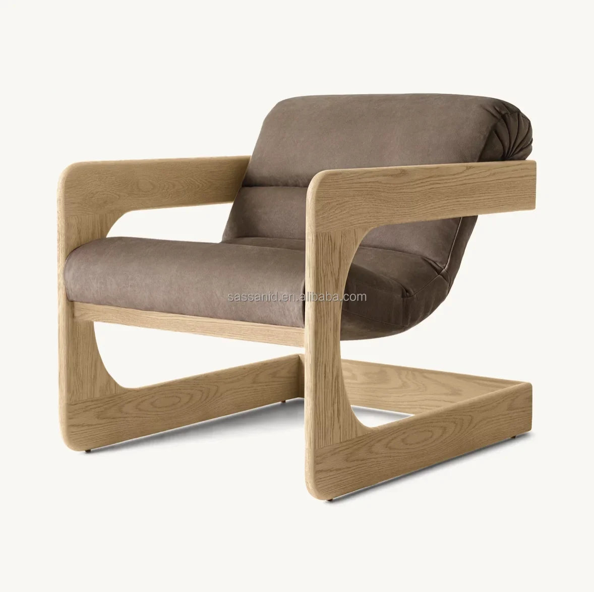 Axel Leather Chair – Postmodern Sculptural Frame in Solid Oak & Italian Leather