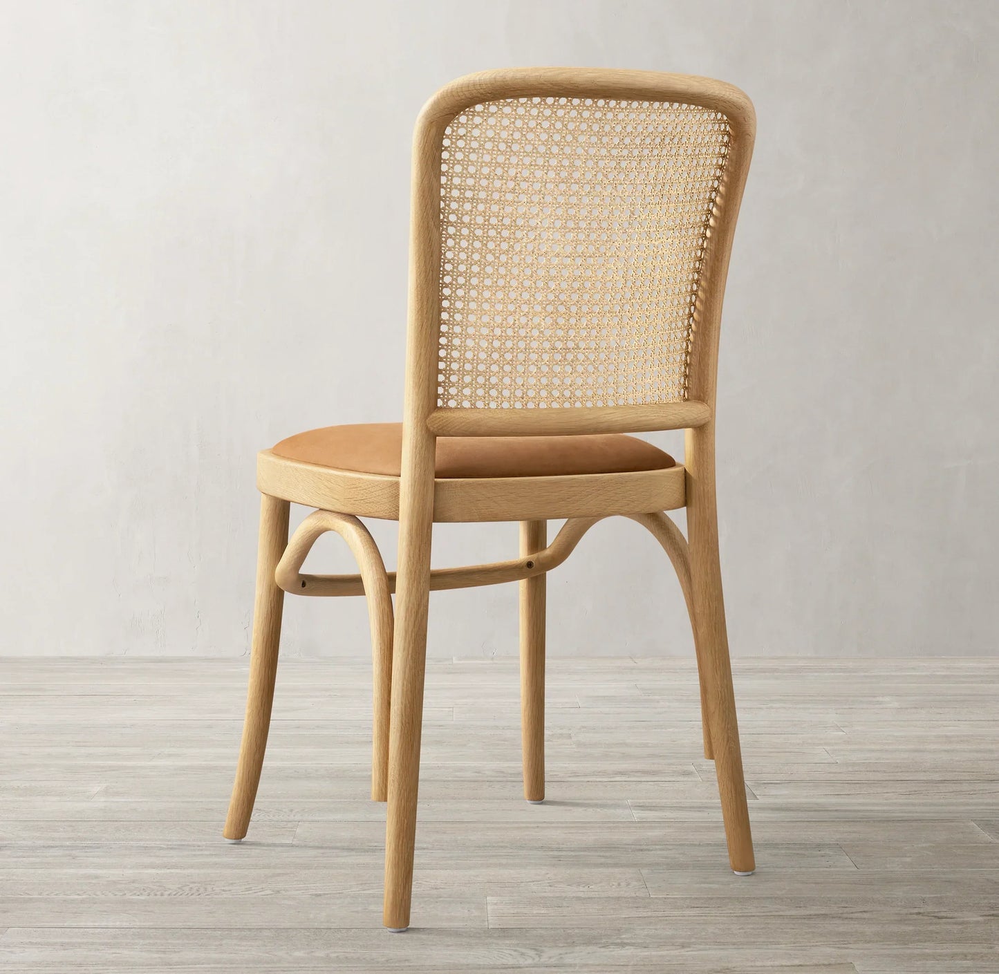Juliette Cane Back Dining Side Chair – Solid Oak and Leather Mid-Century Design