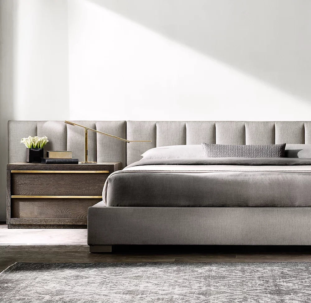 Platform Bed with Vertical Channel – Modern Fabric Re Home Statement Piece