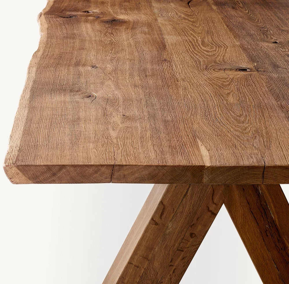 European Cracking Oak Rectangular Dining Table – Brule Umber Statement Piece
