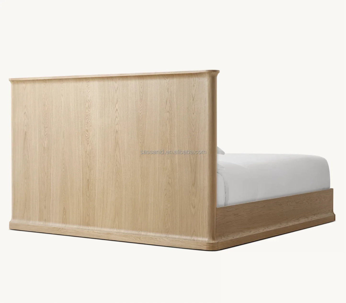 Classical Roma Architecture Upholstered Panel Bed – Oak Frame Statement Piece