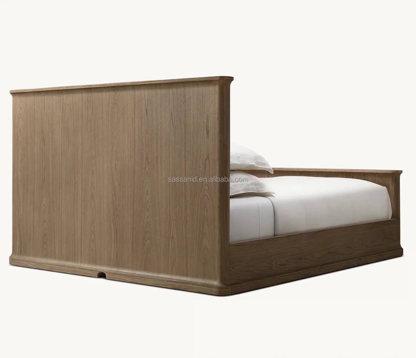 Architectural Platform Bed – Sculptural Oak Panel Bed Statement Piece | 1601379179943